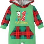 Noubeau My First Christmas Baby Girl Boy Outfit Car Truck Long Sleeve Pocket Hooded Romper Jumpsuit Xmas One Piece Clothes